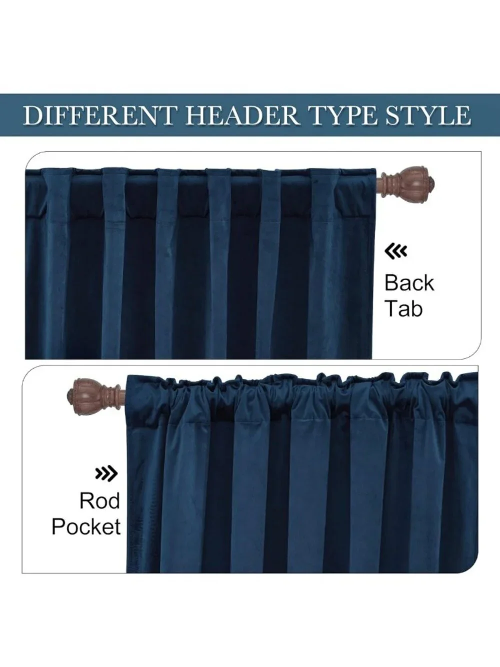 Luxury Navy Blue Velvet Blackout Curtains 96